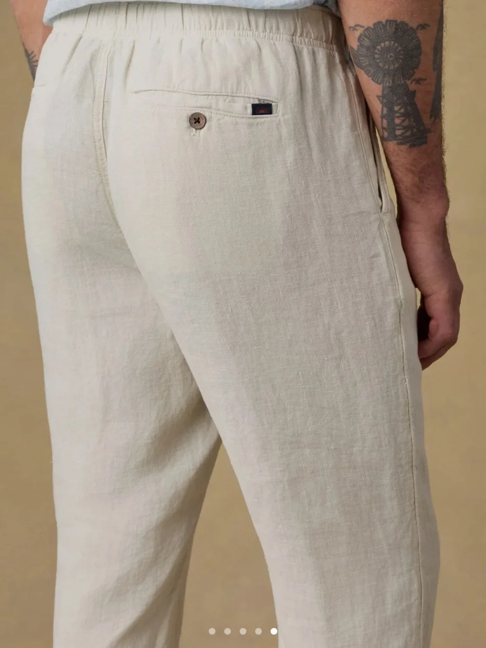 Men Faherty Essential Drawstring Linen Pant Weathered Sand SMALL NWT